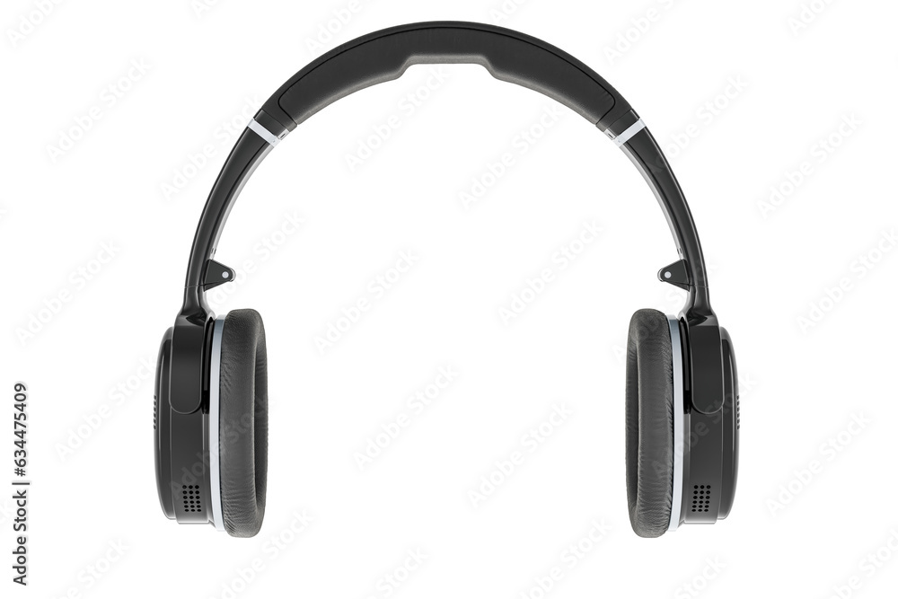 Poster wireless headphones, 3d rendering isolated on transparent background