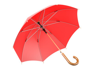 Red umbrella, closeup. 3D rendering isolated on transparent background