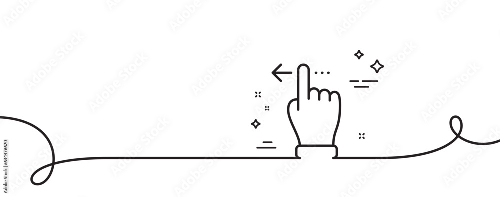 Poster touchscreen gesture line icon. continuous one line with curl. slide left arrow sign. swipe action sy