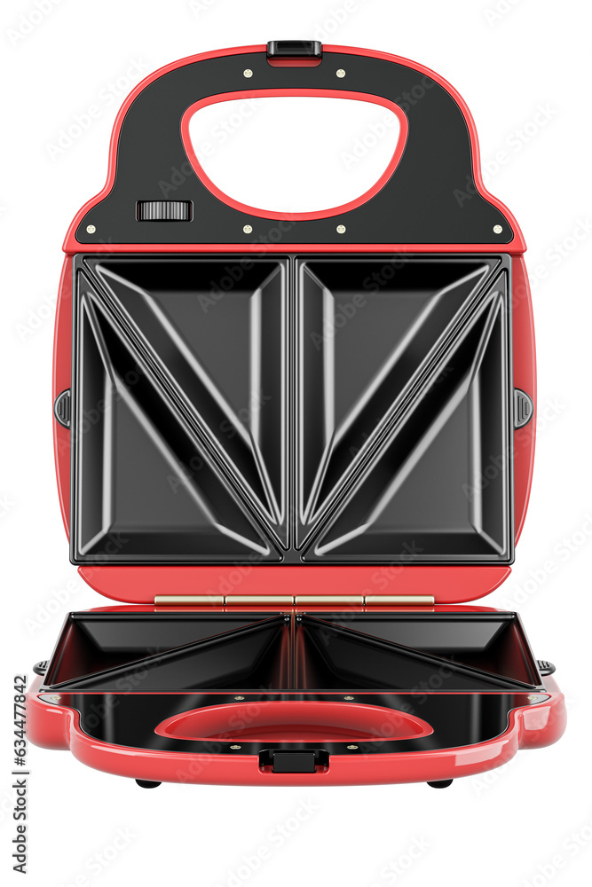 Poster opened sandwich maker, front view. 3d rendering isolated on transparent background