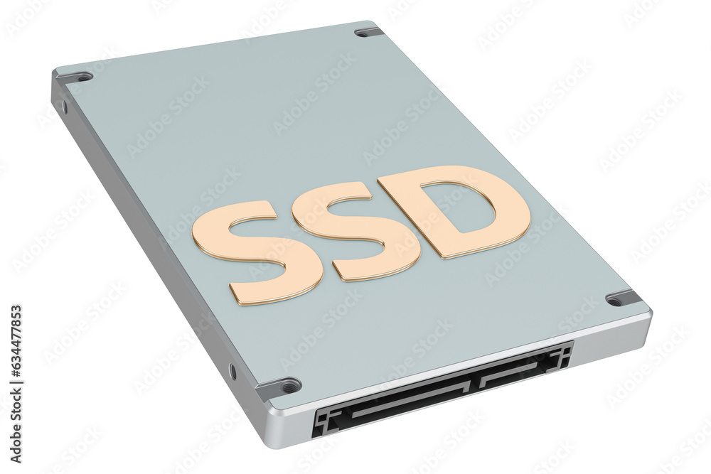 Poster ssd solid state drive, 3d rendering isolated on transparent background