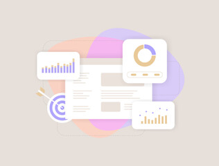 Business Reporting Dashboard with chart and graphs concept. Business data analysis, research presentation, Business Performance Accounting Dashboard vector illustration