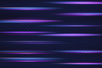 Laser beams luminous abstract sparkling isolated on a transparent background.