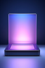 Modern frames, neon lights for presentation, for product advertising, dark backgrounds, clouds background, heaven - created with Generative AI technology 