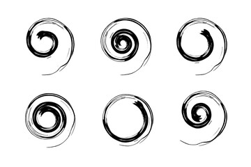 Set of Spiral Design Elements. Abstract Swirl Icons.