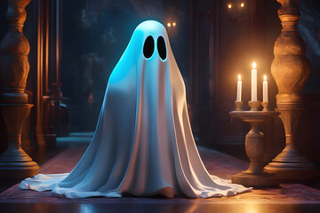 Halloween ghost concept. Generative AI