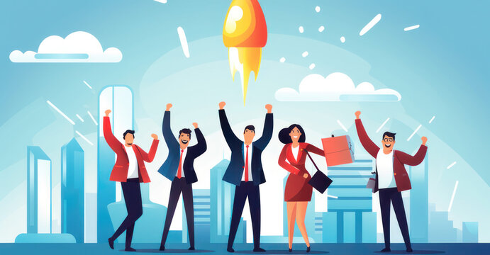 team building a startup from scratch,Vibrant vector illustration