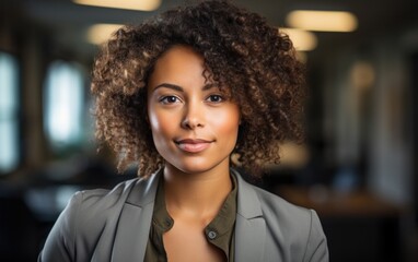 Obraz premium This portrait serves as a window into the life of an experienced African American professional businesswoman, where her depth of knowledge is evident in every line and expression.