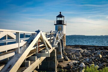 lighthouse on the coast of the sea