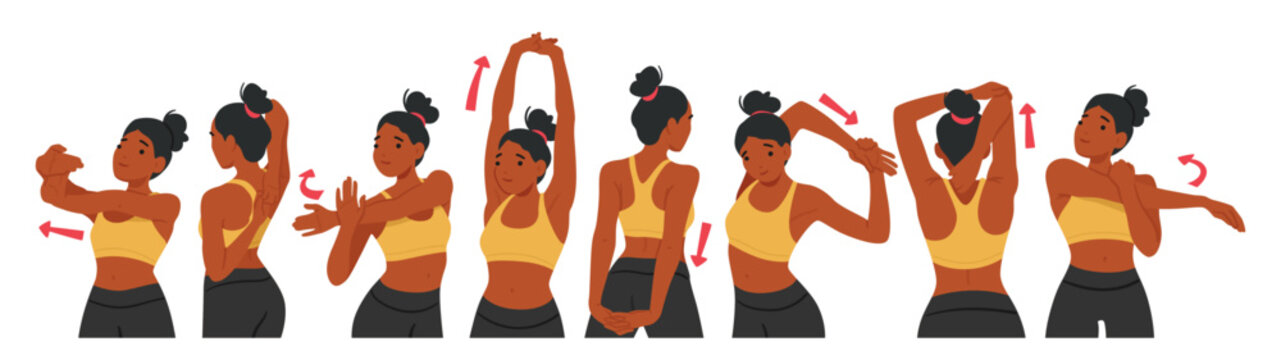 Woman Engages In Shoulder And Hand Exercises, Performing Lifts, And Rotations To Strengthen And Improve Flexibility