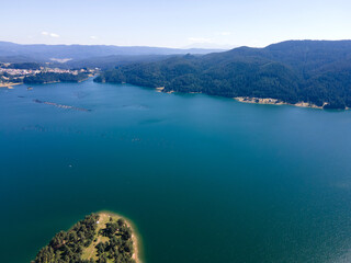 Aerial Summer view of Dospat Reservoir, Bulgaria