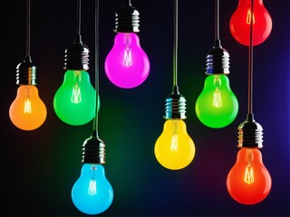 Colorful Hanging Light Bulbs
