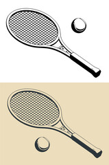 Tennis racket and ball illustrations - 634488098