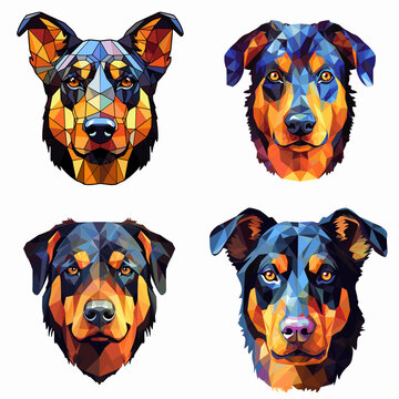 Beauceron Dog Breed Watercolor Stained Glass Colorful Painting Vector Graphic Illustration