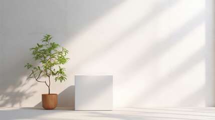 Minimal Modern White Rectangle Pedestal Side Table