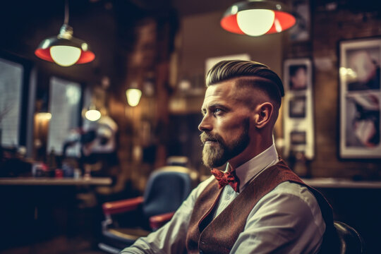 Barber with stylish hair style Generative AI