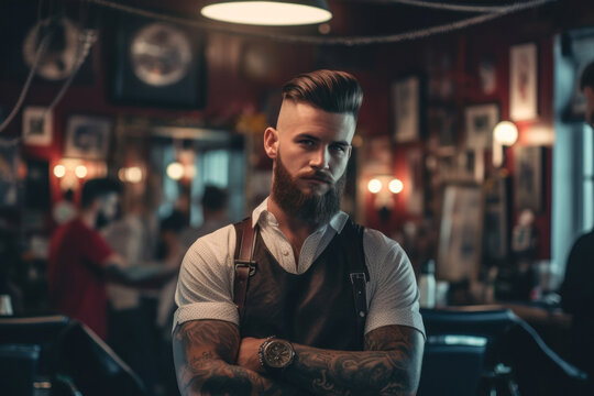 Barber with stylish hair style Generative AI