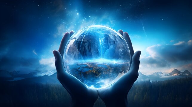 World Ozone Day: Healing Hands Mend Ozone Depletion in Surreal Earth Bubble Art