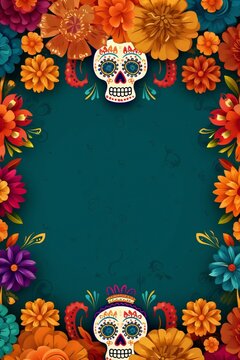 Day Of The Dead Holiday Card. Generative AI