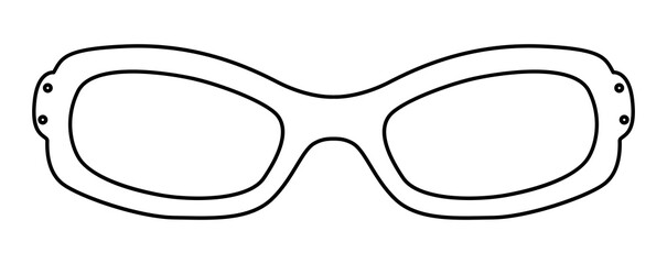 Slim Statement frame glasses fashion accessory illustration. Sunglass front view for Men, women, unisex silhouette style, flat rim spectacles eyeglasses with lens sketch outline on white background