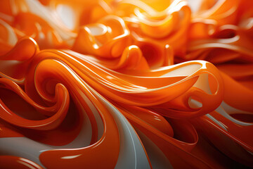 Abstract design in an orange color, rendered in 3D, serving as a captivating background. Generative Ai.