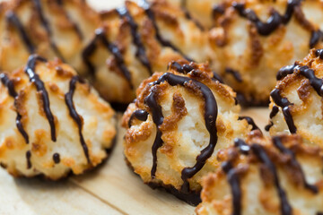 Delicious coconut cookies with chocolate