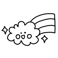Cute doodle hand drawn cloud character design illustration