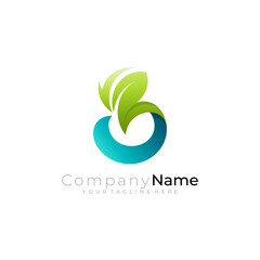 B logo and leaf design combination, nature logos