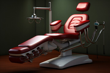 Illustration of a retro dentists office and equipment. Generative ai.