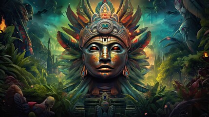 The ethereal Amazon spirit surfaces during shamanic journeys, unlocking mysticism with ayahuasca. Generative AI - obrazy, fototapety, plakaty