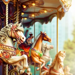 Fototapeta na wymiar carousel in a bustling city park