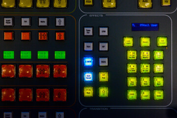 audio control panel with luminous buttons
