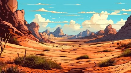 Desert dune adventure . Fantasy concept , Illustration painting.