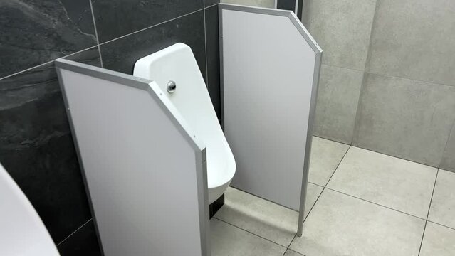 Row of urinals in a public men's room