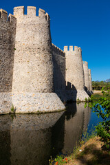 Scenic view of ancient well-preserved fortified Mamure Castle in spring day on shore of...