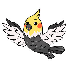 Cute gray cockatiel bird cartoon