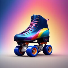 Roller Skate Mix of Rainbow Dark Blue Icon Logo - Branding Your Business in Design Skate, generative ai - 634501003