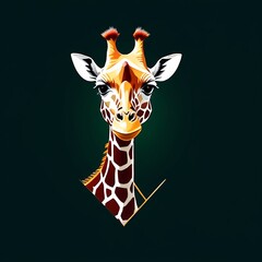 Giraffe Pattern Emblem: Dark Green Wildlife Art Logo Icon, generative ai - 634501004