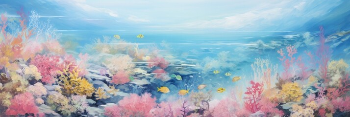 Fototapeta na wymiar painting of corals under the water, generative AI