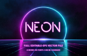 neon 3d editable vector text effect