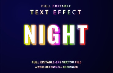Fototapeta na wymiar night neon 3d editable vector text effect