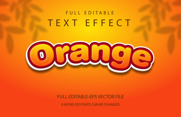 Orange 3d Editable text effect in glowing style