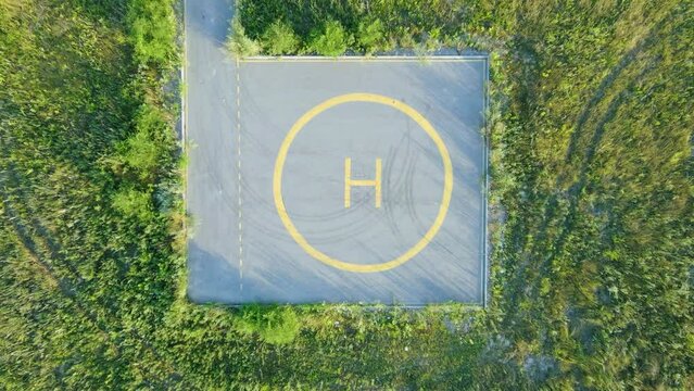 Helicopter take-off and landing area in the field. Part of the heliport