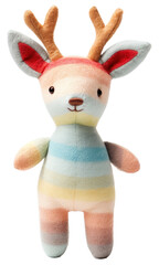 Cute colorful stuffed reindeer isolated.