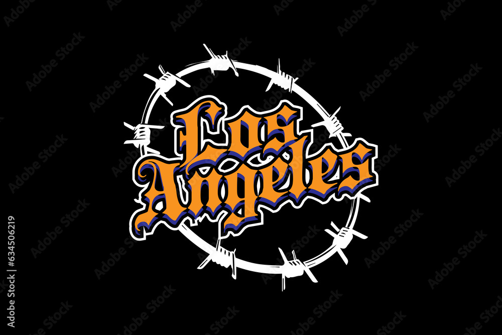 Wall mural creative los angeles streetwear clothing tee concept vector graphic design templates