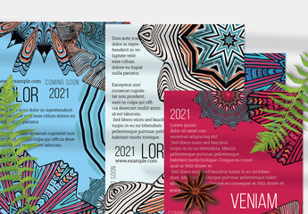 Flyer Layout with Mandala and Ethnic Tribal Lace Flower Elements
