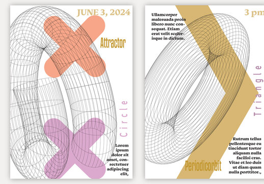 A4 Flyer 3D Geometric Wireframe Shape Simple Layout Science Event