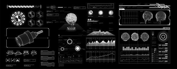 futuristic shape element HUD, GUI, Science fiction, cyberpunk, retrofuturism, concept, vaporwave abstract element.