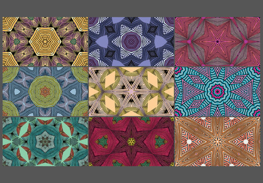 Seamless Pattern Collection with Mandala Ethic Motif