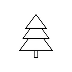 Christmas tree line icon isolated on white background. Symbol of holiday, Christmas, New Year celebration. Vector illustration.